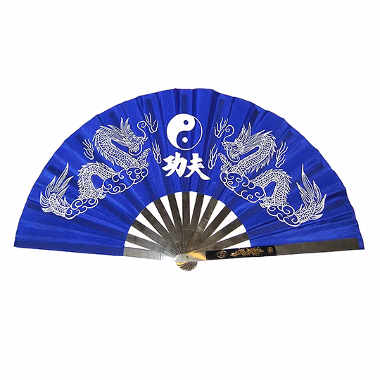 GONGFU METAL FRAME FAN BLUE 功夫铁扇