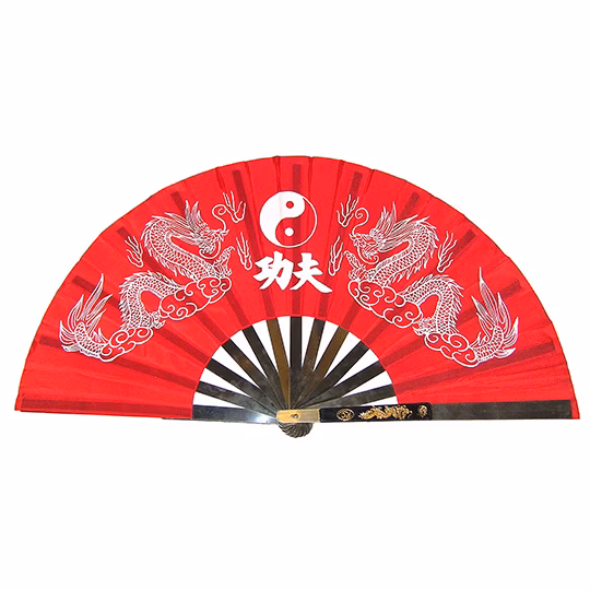 GONGFU METAL FRAME FAN RED 功夫铁扇